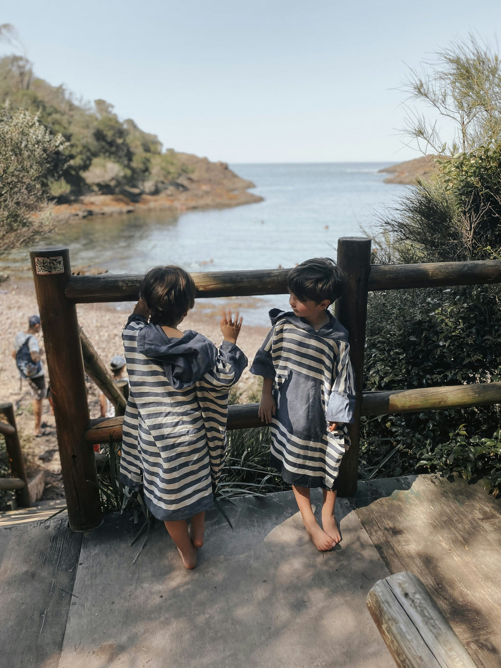 Ocean Blue Stripe Kids Poncho