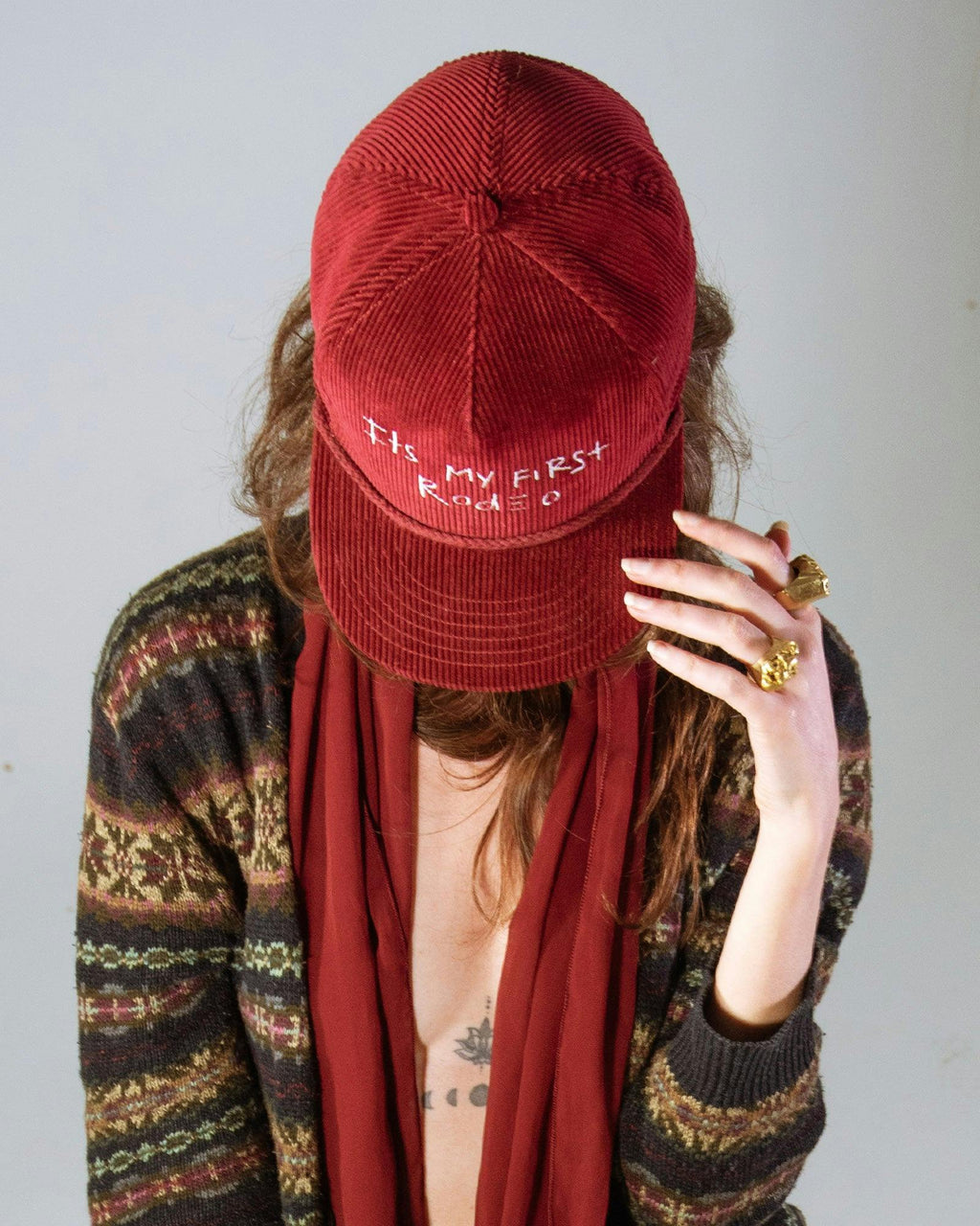 It’s My First Rodeo – Wine Corduroy Stash Cap