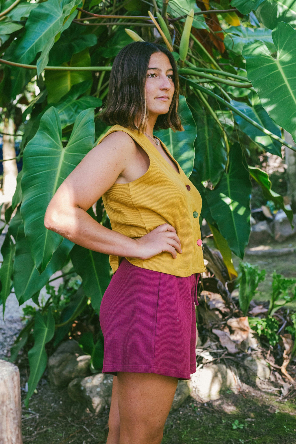 Waffle Ease Short in Berry