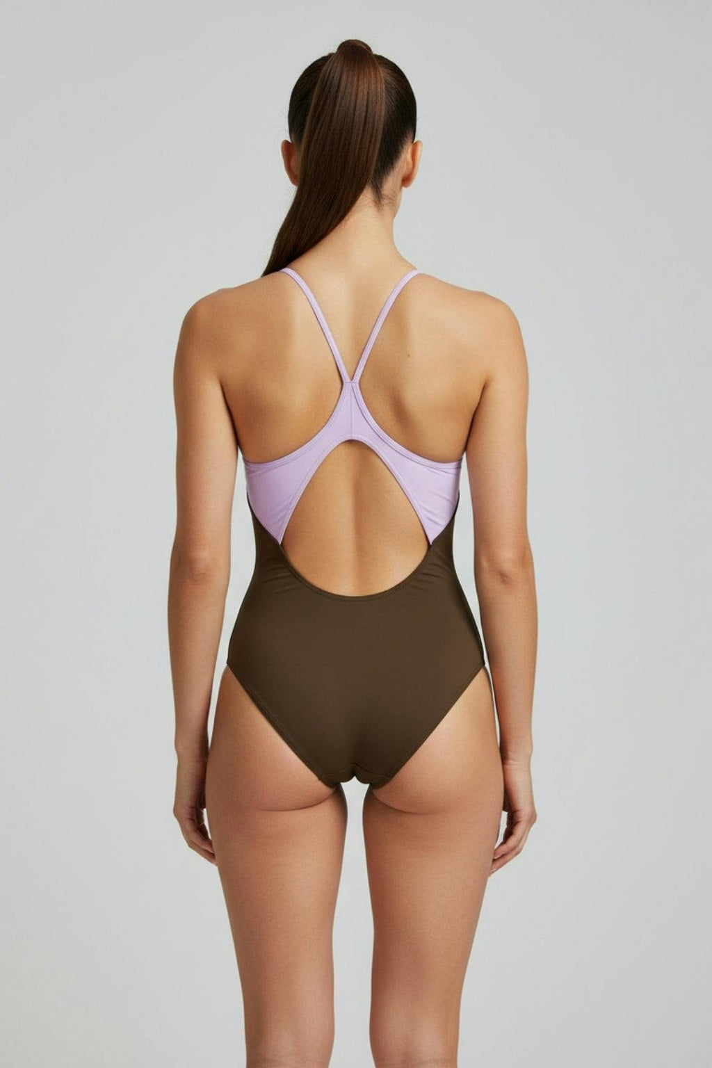Liberty Racerback Swimsuit ― Coffee / Lilac