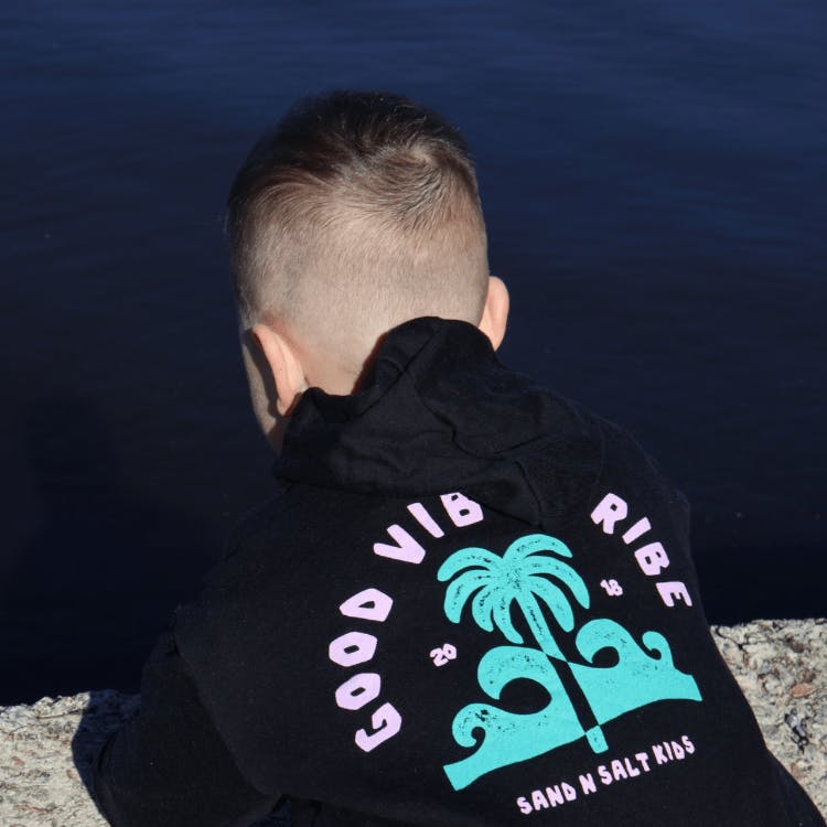 Good Vibe Tribe Black Kids Hooded Jumper