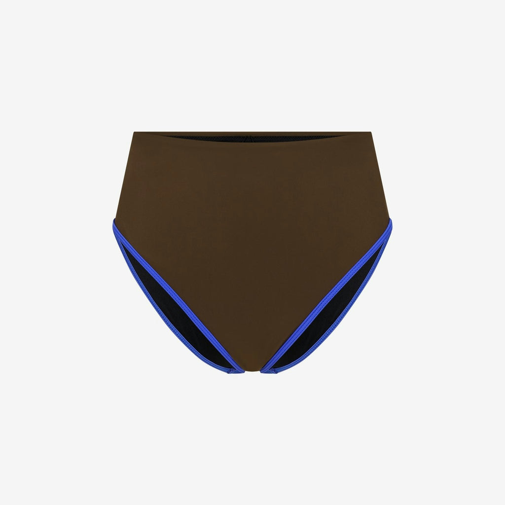 Bikini Bottom High Waist ― Coffee / Blue