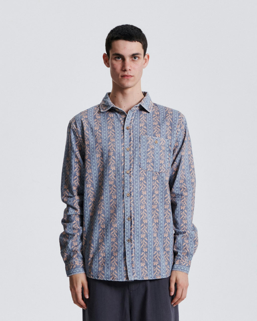 Gravity Printed Corduroy Shirt - Blue