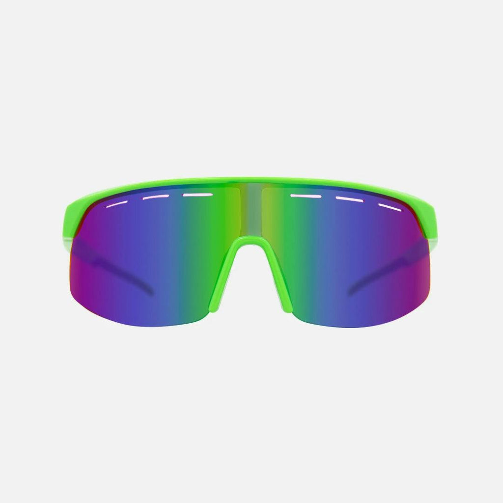 Velocity HD - Gloss Lime frame, Rose Lens with Green/Purple Iridium plus Venting