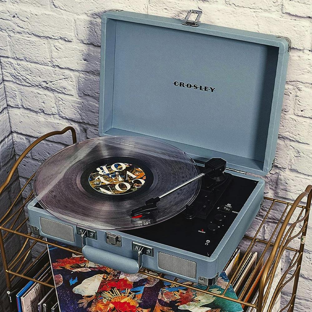 Crosley Cruiser Bluetooth Portable Turntable - Tourmaline + Bundled Crosley Record Storage Crate