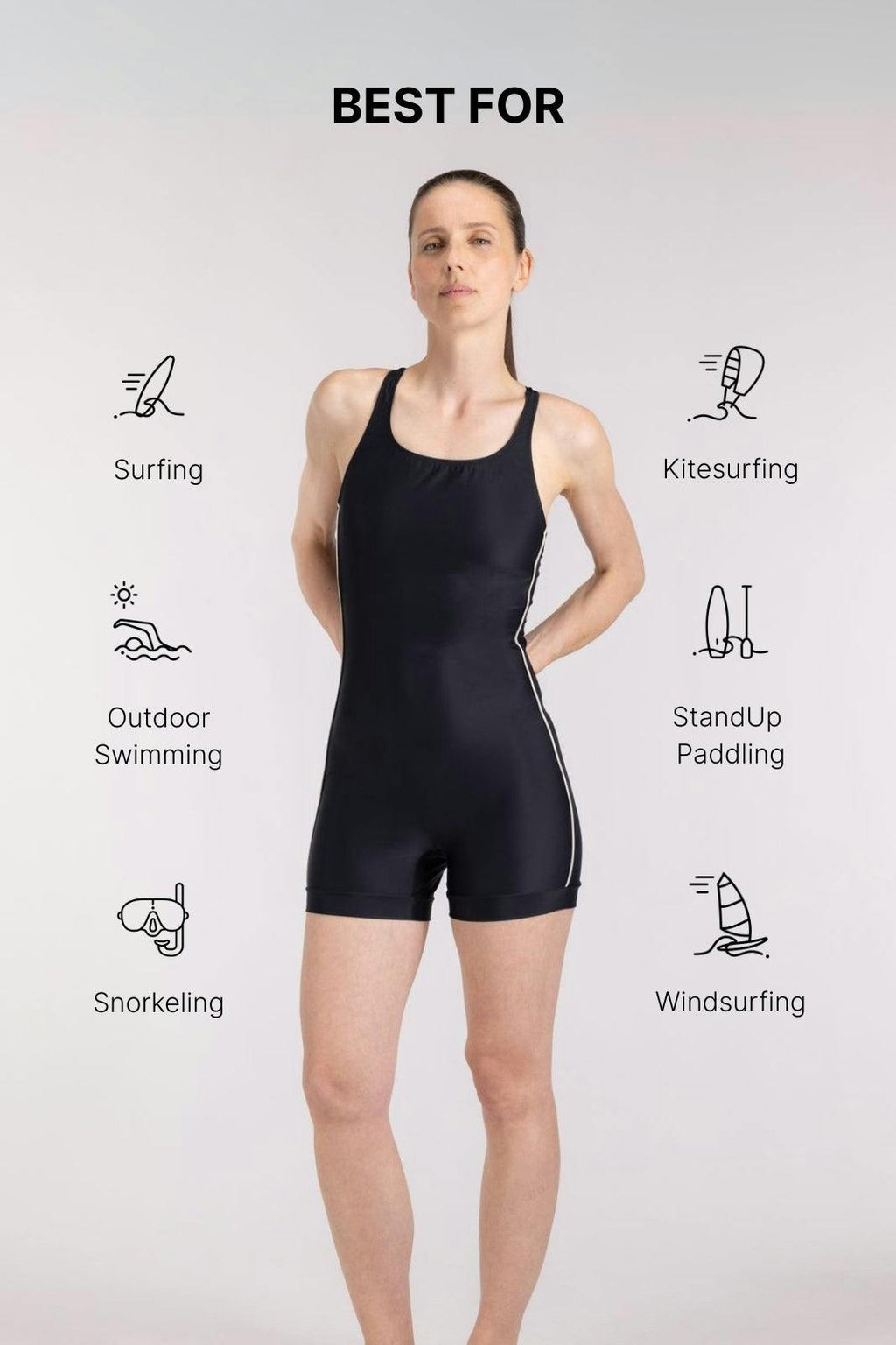 One Piece Swimsuit Boyleg Cut ― Black