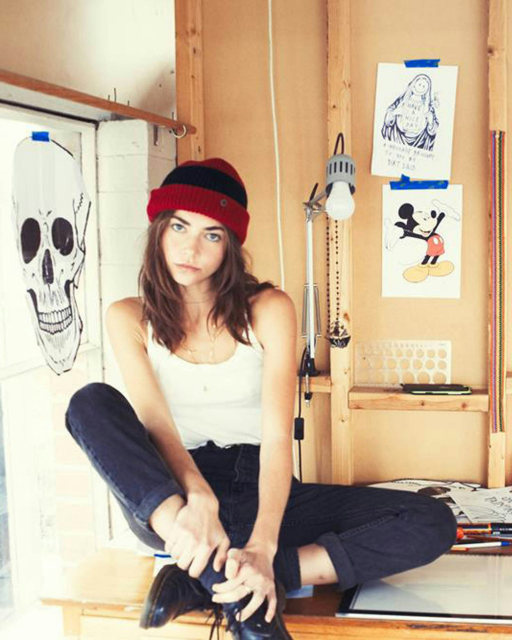 The Wally Knit Beanie – Red and Black