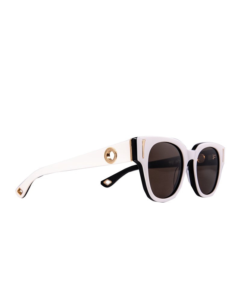 THE NYX - White on Black Sunglasses | Black Polarised Lenses