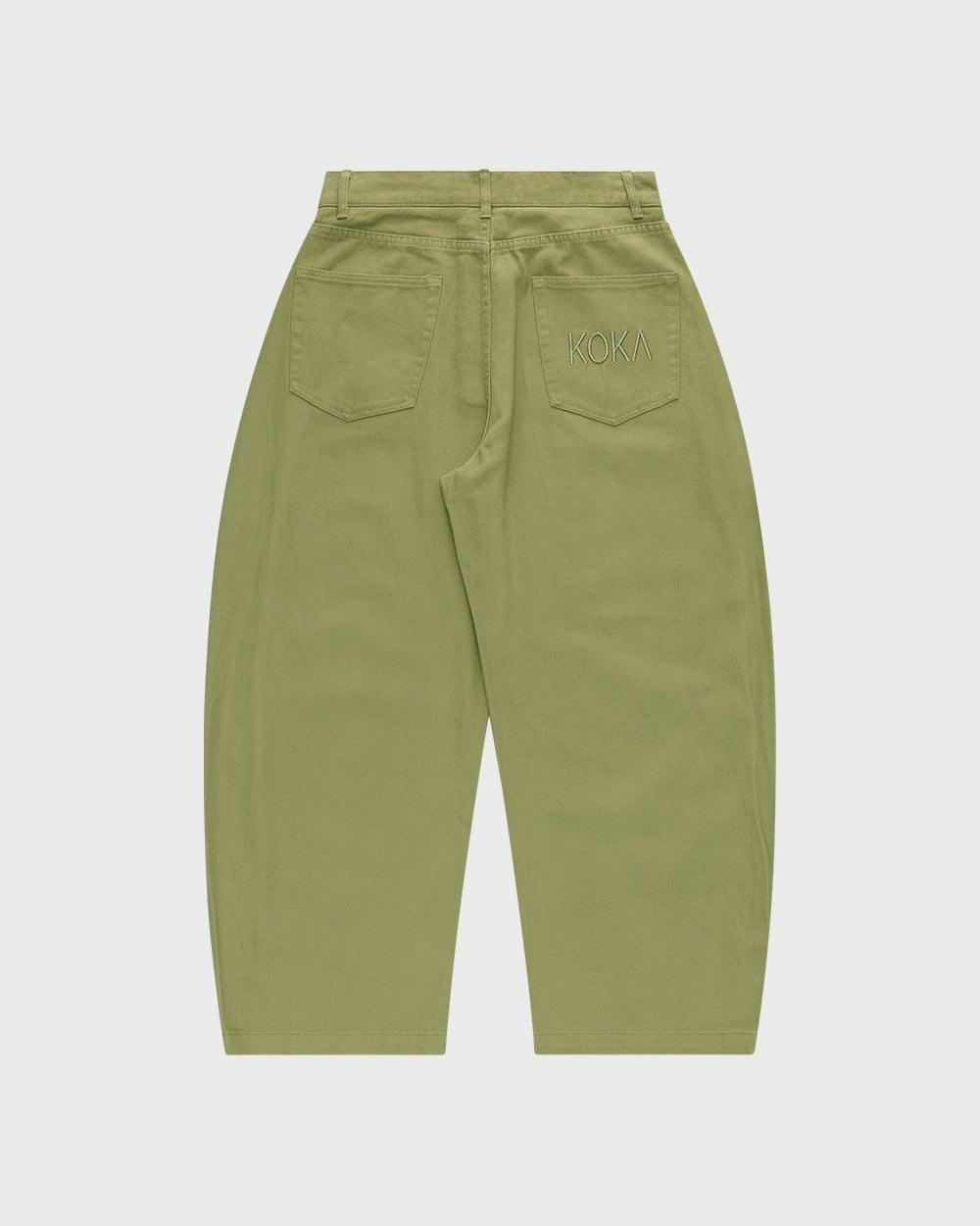 Barrel Leg Pants - Army Green