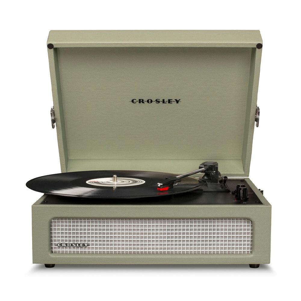 Crosley Voyager Bluetooth Portable Turntable - Sage + Gadhouse Vinyl Rack Bundle - Black