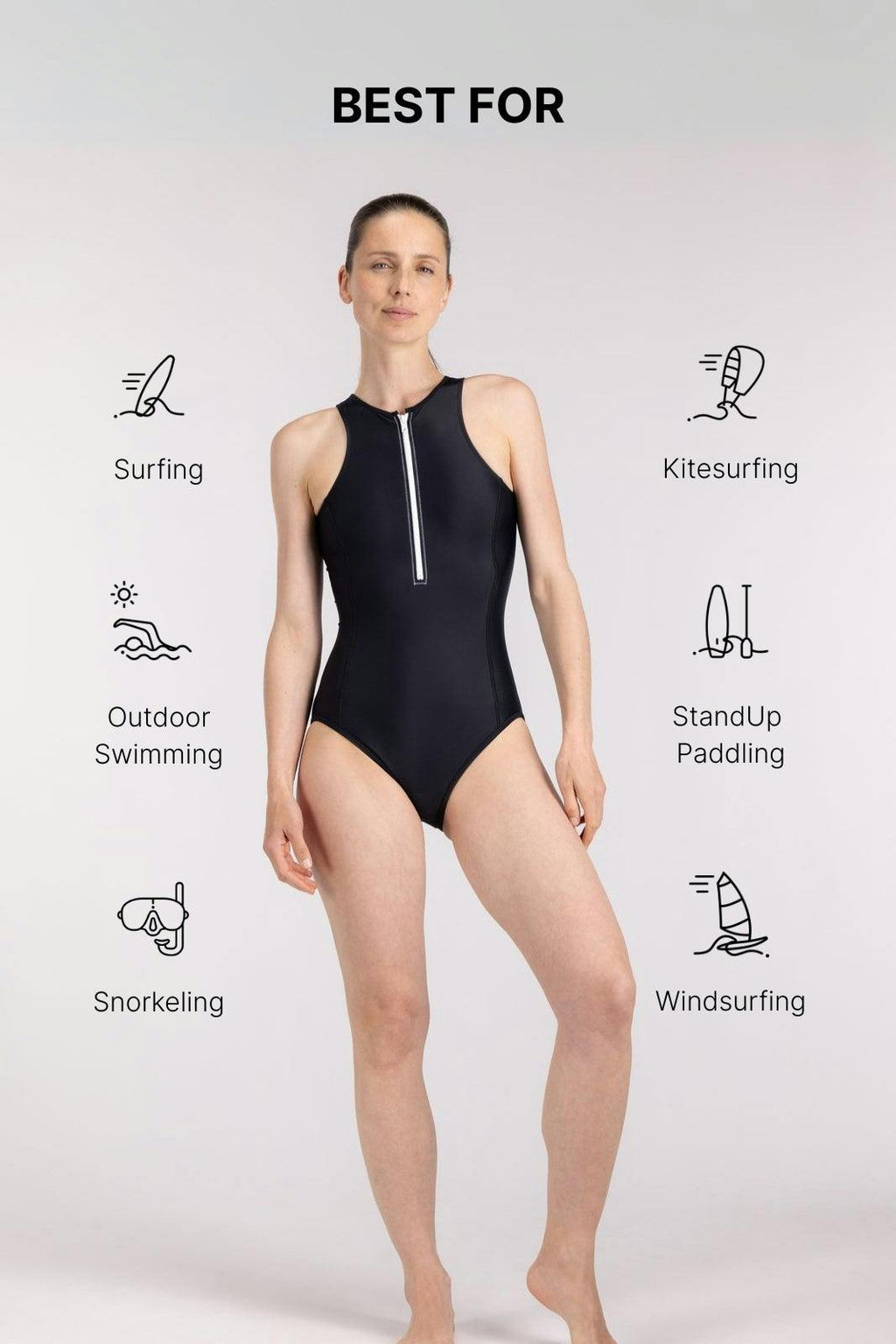 Yemaya One Piece Swimsuit Full Coverage ― Black