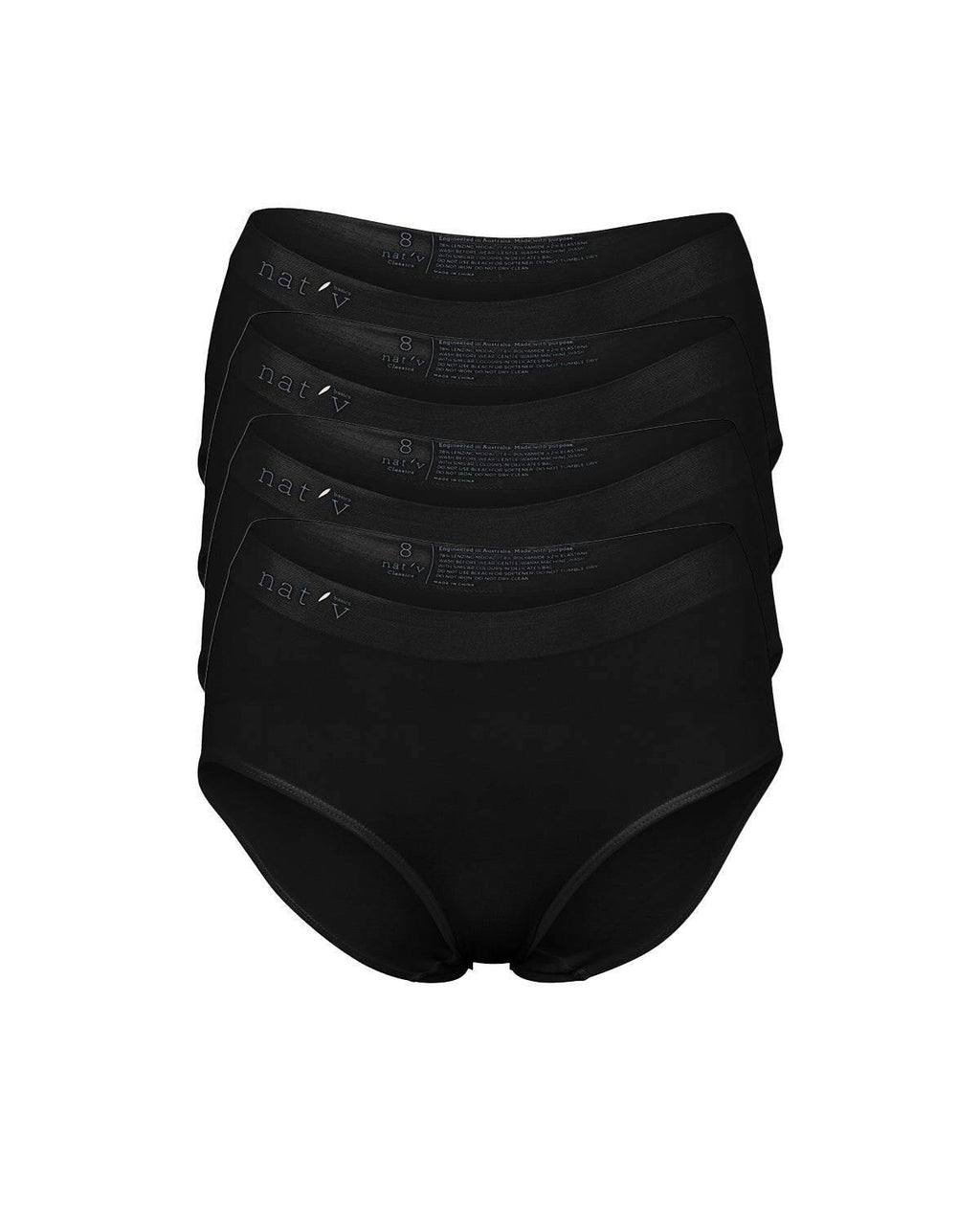 Classic Modal Full Brief Underwear 4 Pack - Black