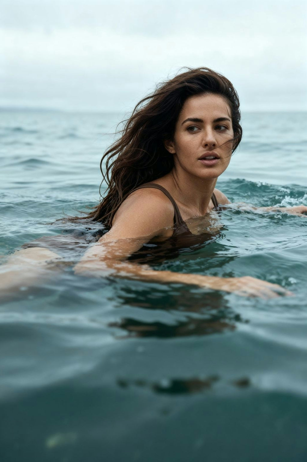 Nerida One Piece Swimsuit Scoop Neck ― Coffee