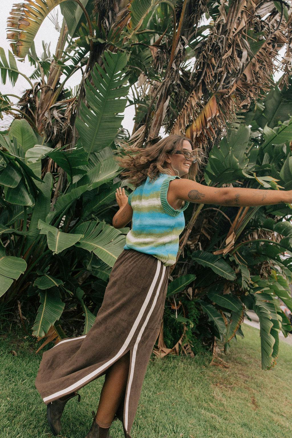 Terry Long Skirt Chocolate