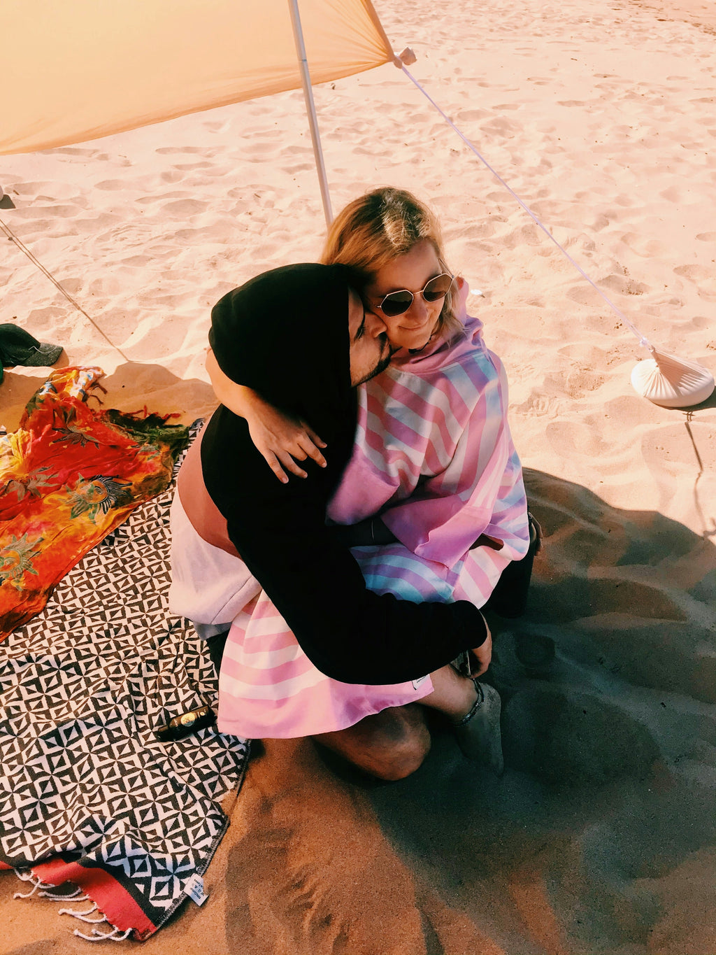 Ocean Pink Stripe Medium Poncho