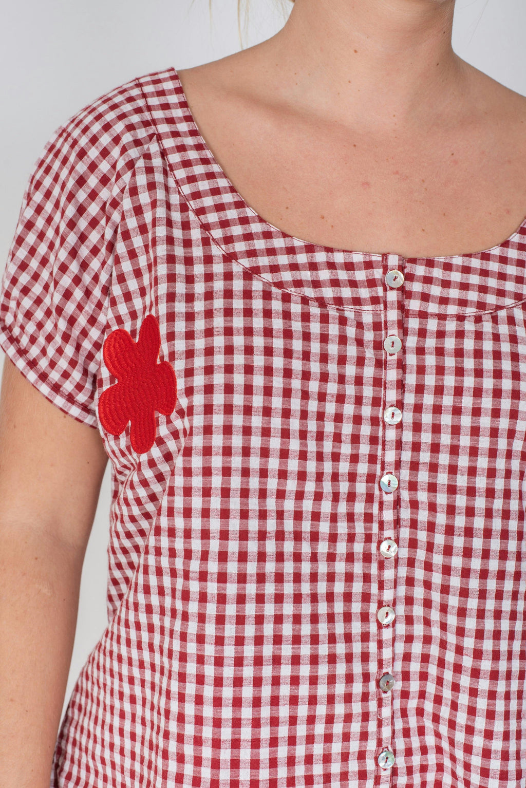 Posy Blouse Red Gingham