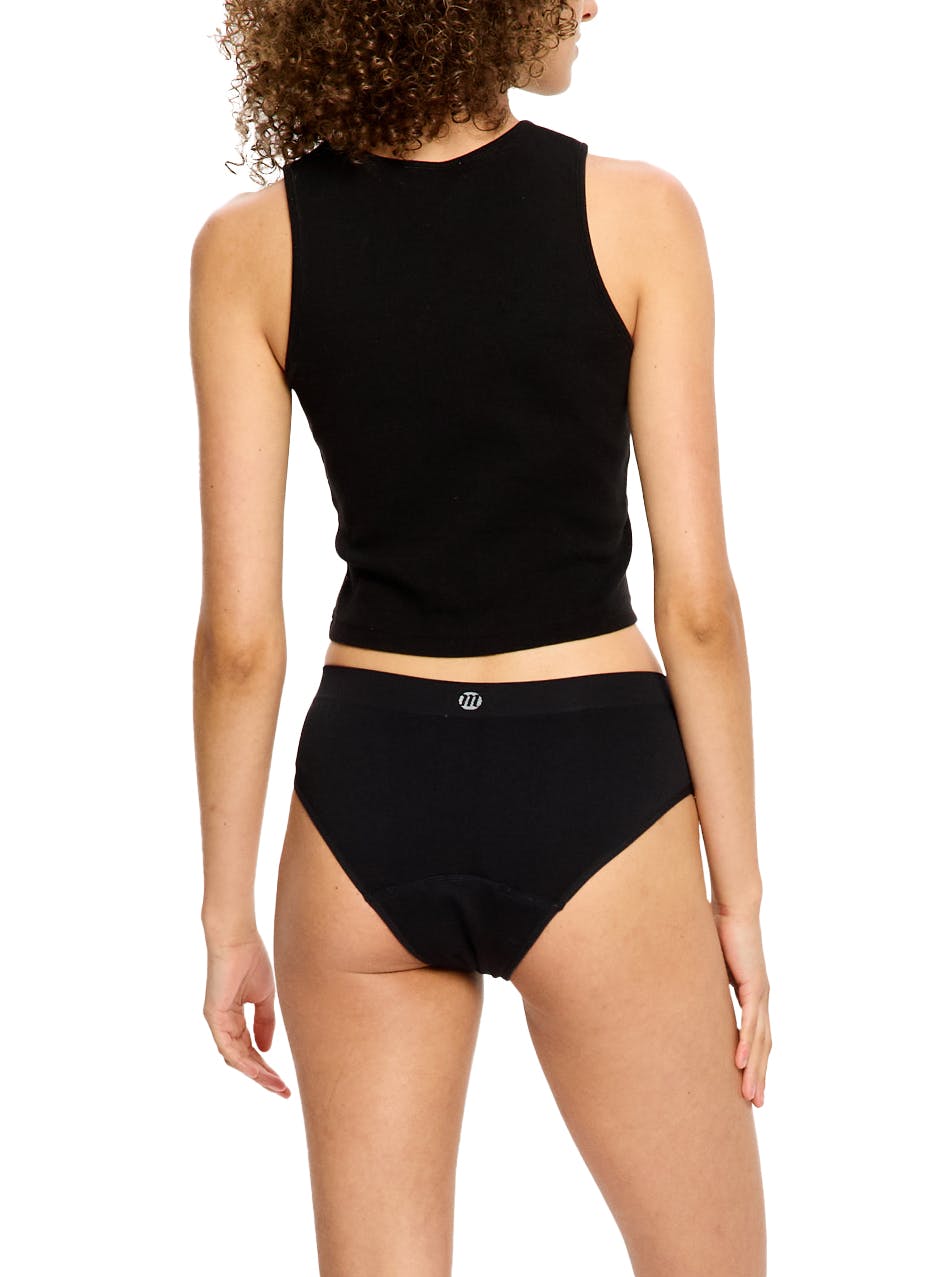 Soft Stretch Seamless Period Underwear Bikini Brief Moderate Absorbency 3 Pack Black