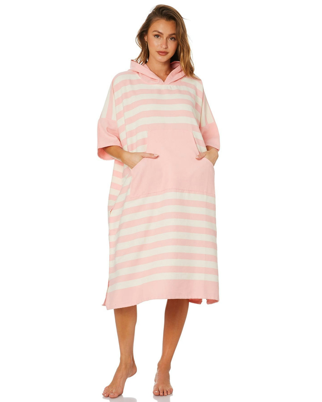 Ocean Pink Stripe Large Poncho