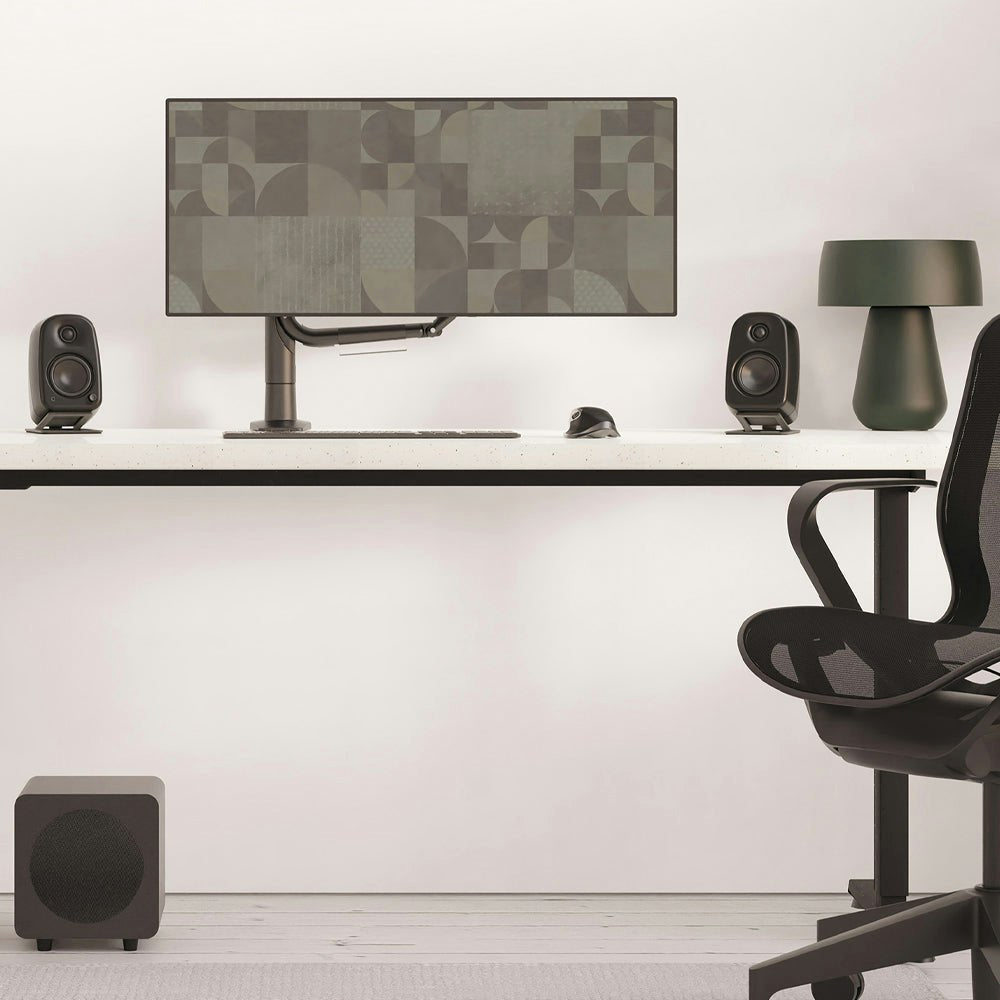 Kanto UKI 100W Desktop Speakers with Bluetooth, USB-C, Headphone out, Onyx (Matte Black), Pair