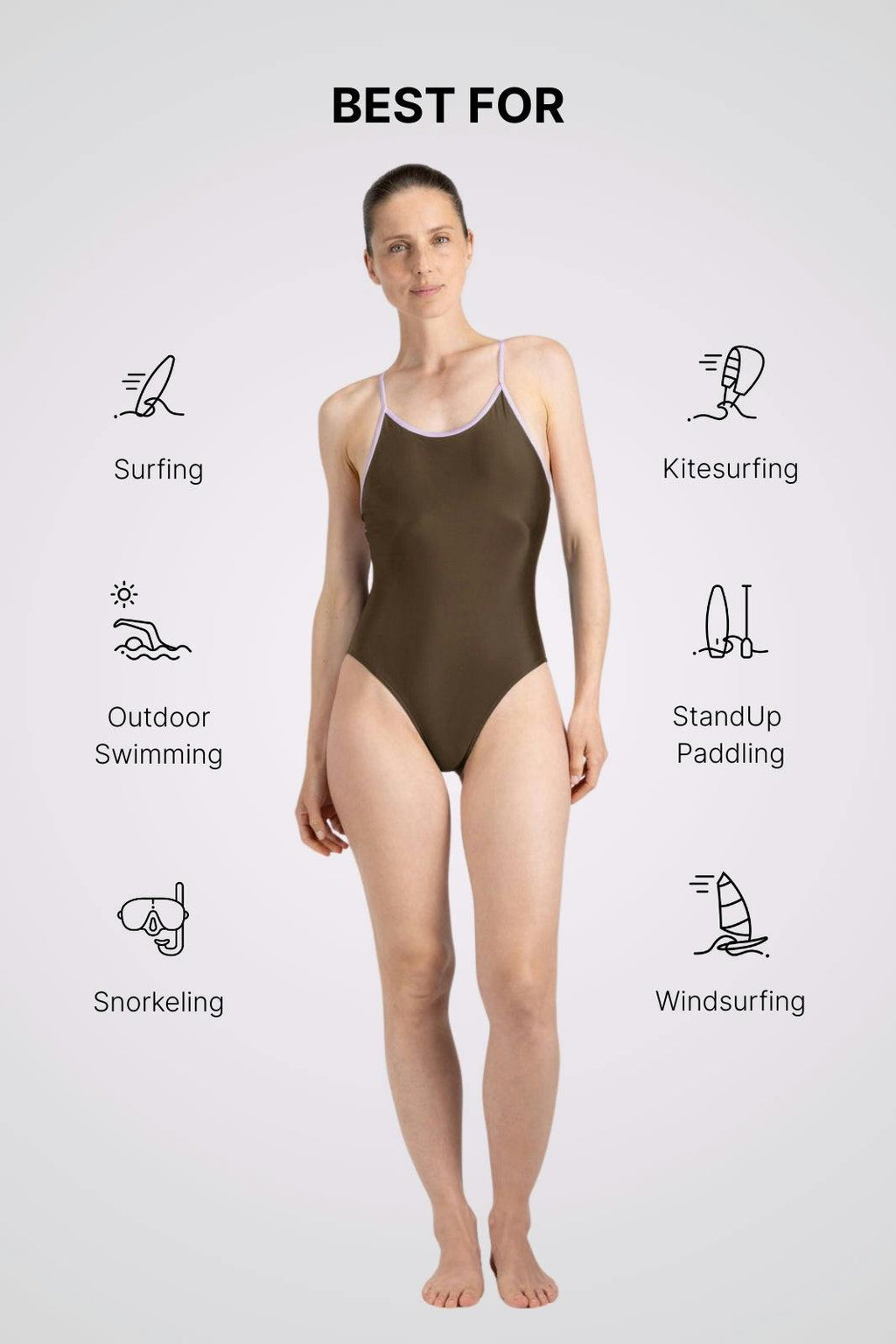 Liberty Racerback Swimsuit ― Coffee / Lilac