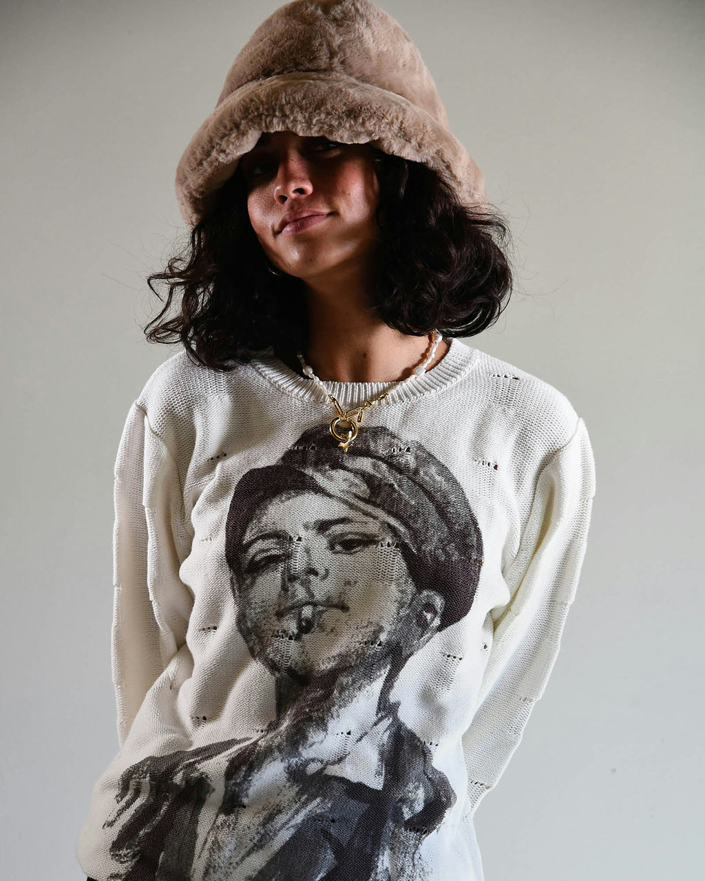 The Cosmic Girl Bucket Hat – Tan Faux Fur | Unisex Winter Hat