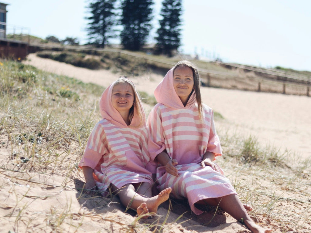 Ocean Pink Stripe Large Poncho