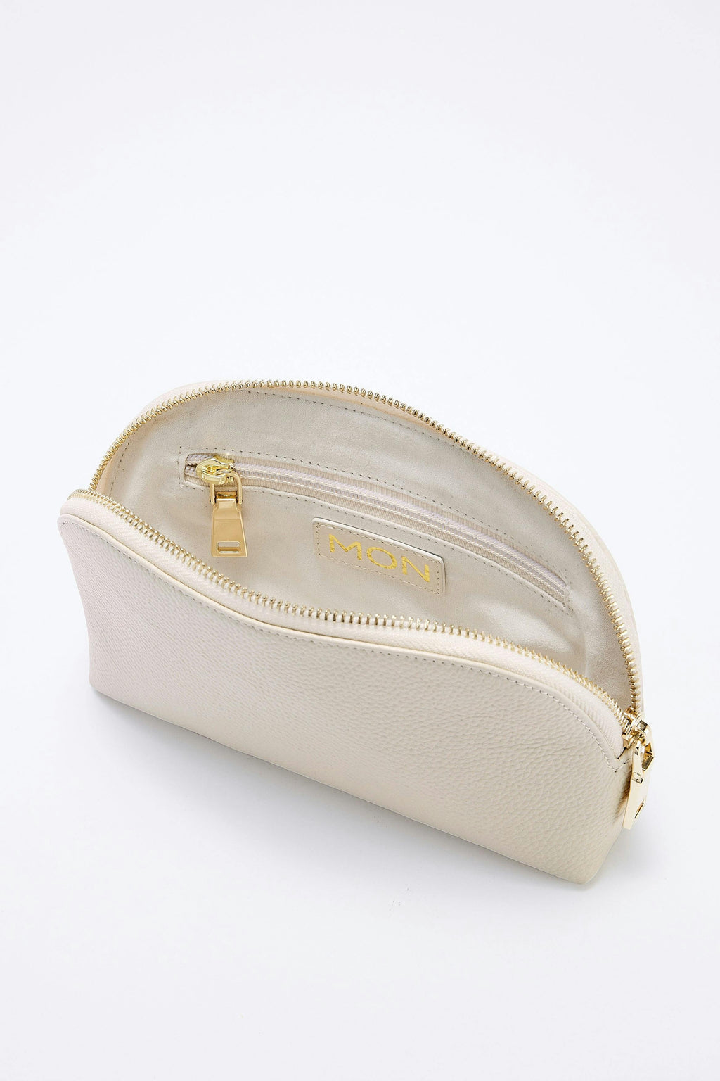 Leather Make Up Bag | Cream Gold
