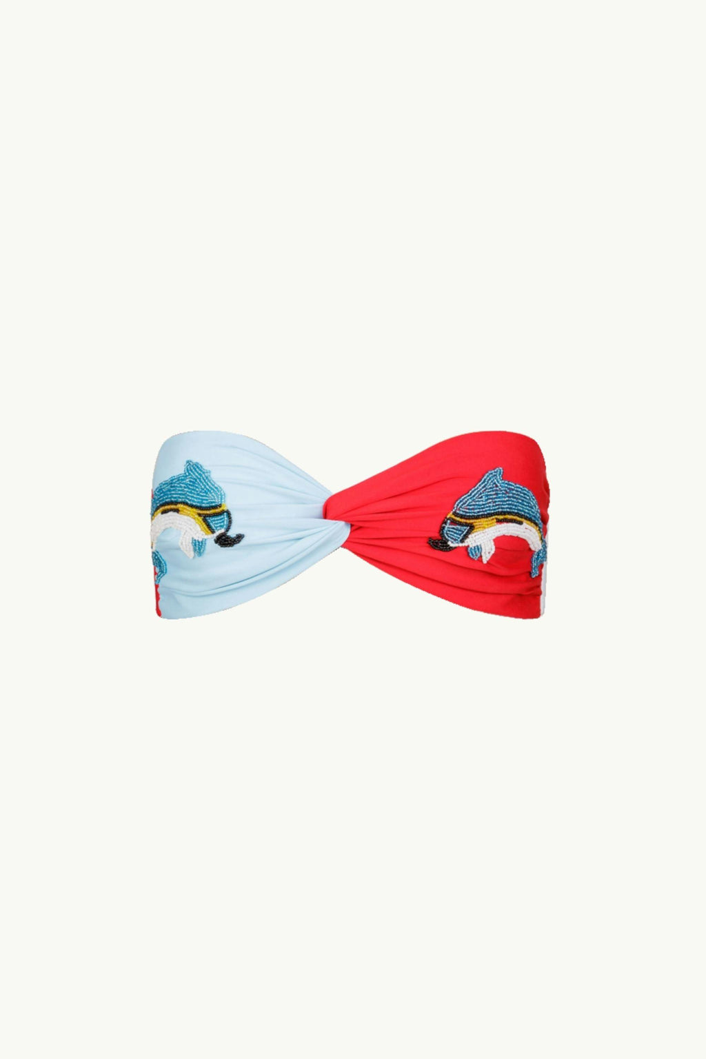 POSEIDON TWISTED BEADED KINI TOP - BLUE & RED