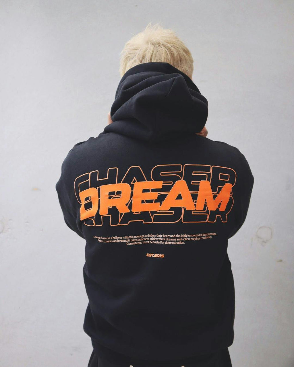 "Dream Chaser" Orange Hoodie // BLACK