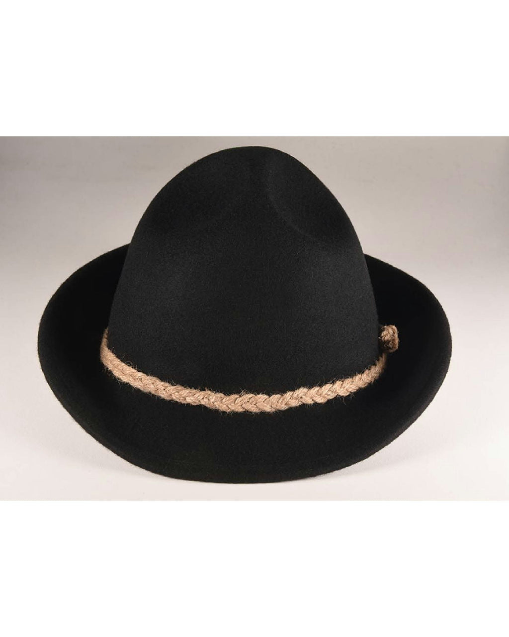The Peter – Black Wool Felt Hat with Rope Trim