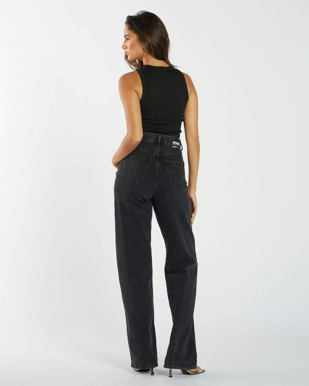 Echo High Straight Jeans - Tar Retro Black