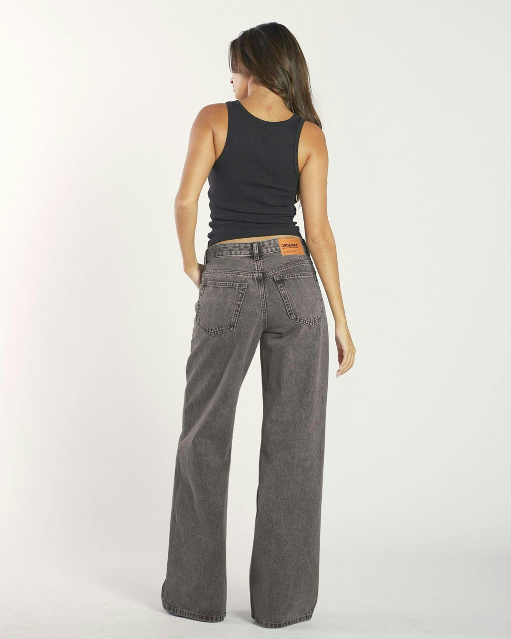 Rhue Low Wide Jeans - Mid Grey Used