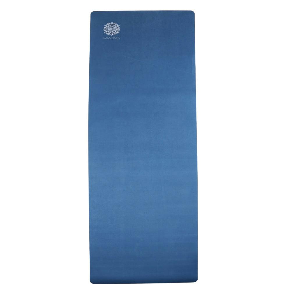 Mandala Yoga Mat Premium Bundle, Includes Yoga Mat 188cm H x 61cm W, Yoga Strap & Steel Hydration Bottle - Midnight Blue