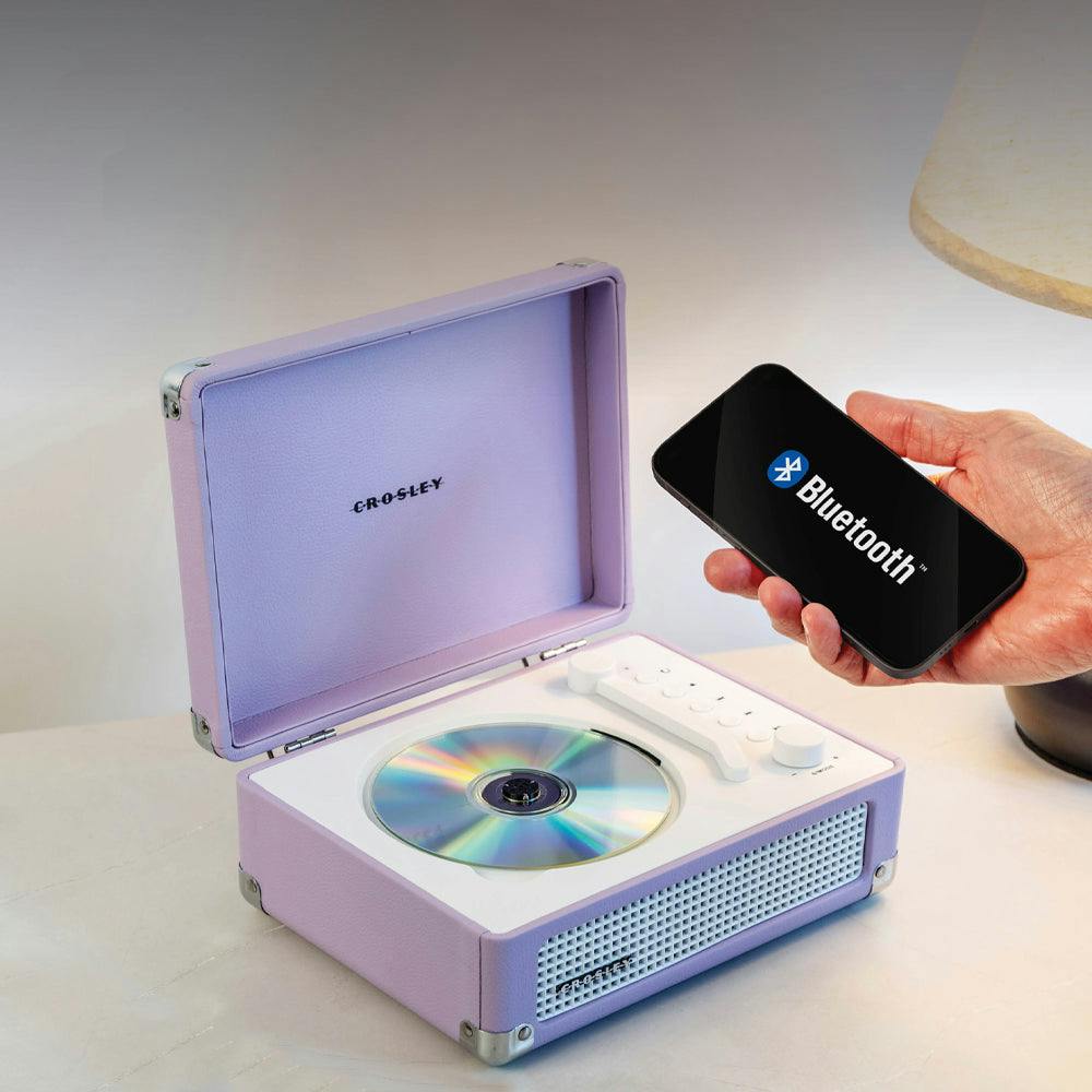 Crosley Cruiser Portable Retro CD Player with Stereo Bluetooth Speakers, FM Radio - Lavender