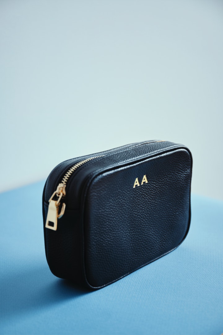 Leather Cross Body Bag | Black Gold