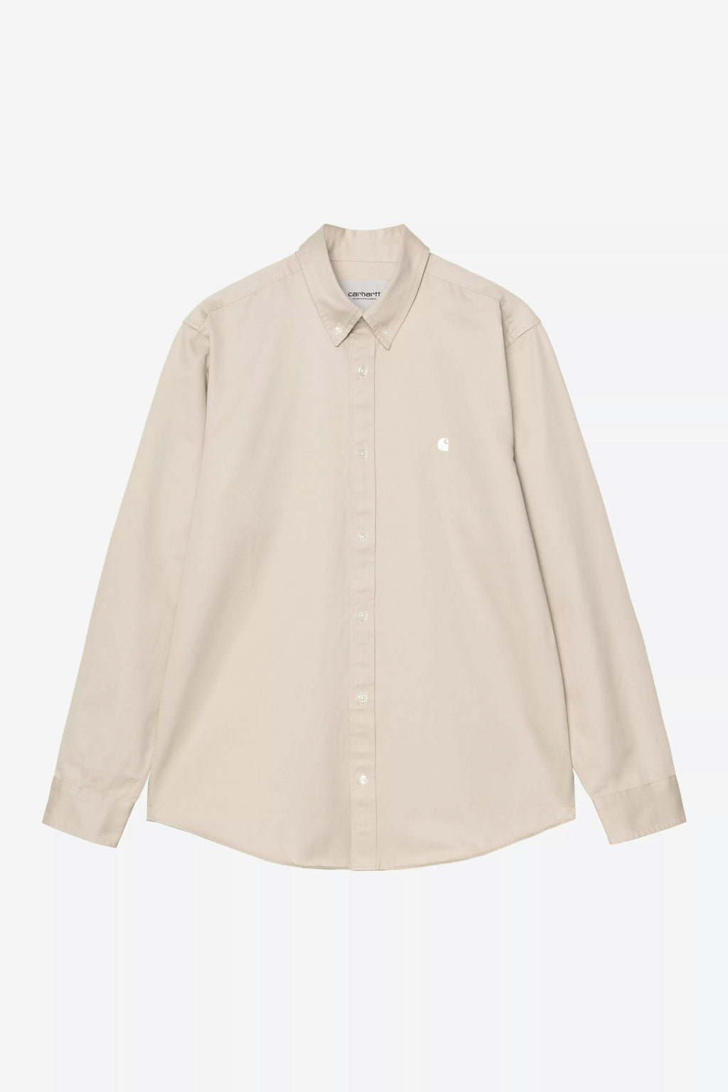 Carhartt WIP Long Sleeve Madison Shirt in Stone / White
