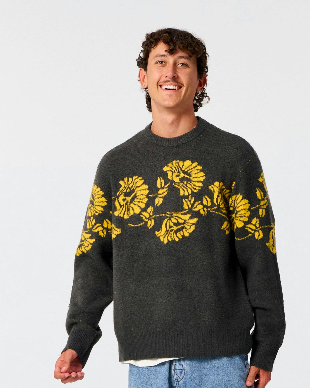 Peace Flower Crew Knit - Phantom