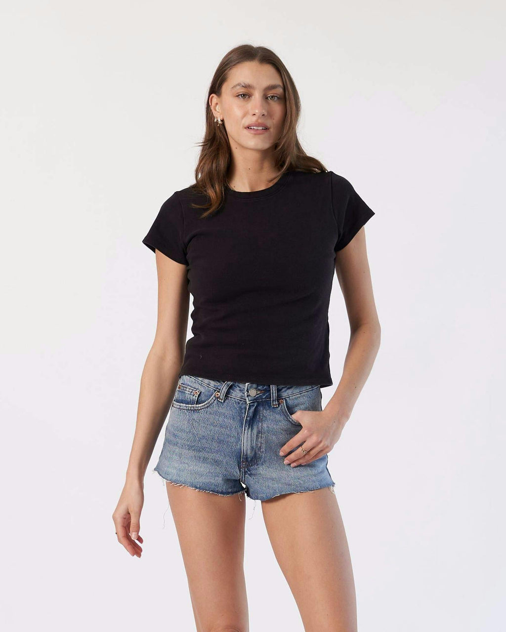 Skye Shorts - Stream Sky Fade Raw Hem