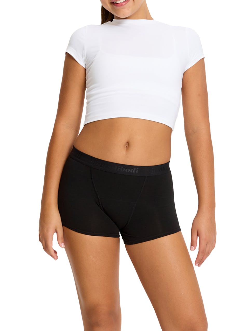 Teen Hipster Period Boyshort Moderate 3 Pack Absorbency Black