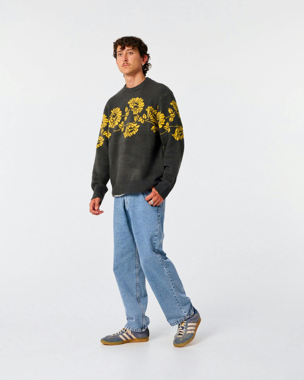 Peace Flower Crew Knit - Phantom