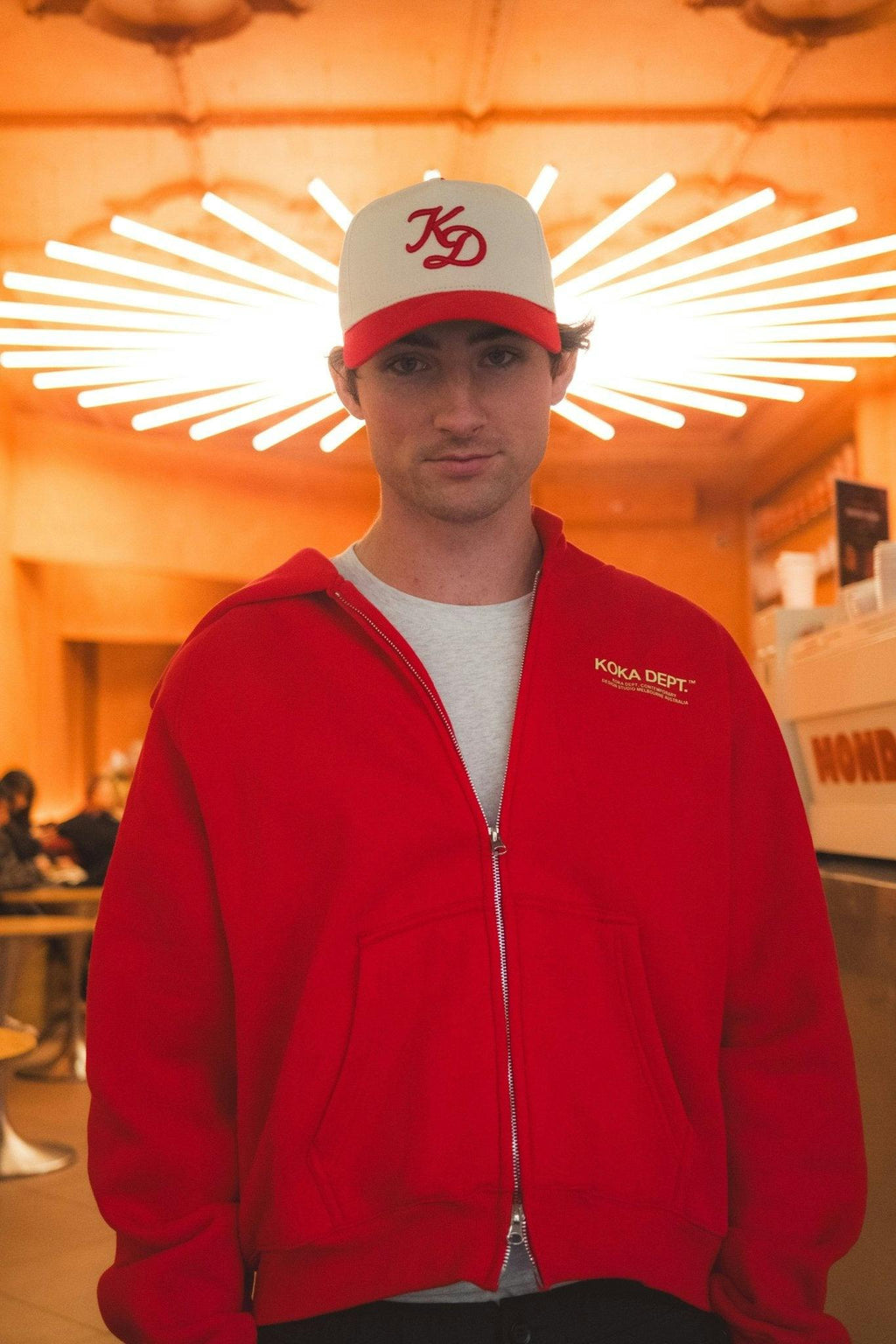 "KD" A-Frame Hat - Red / Cream