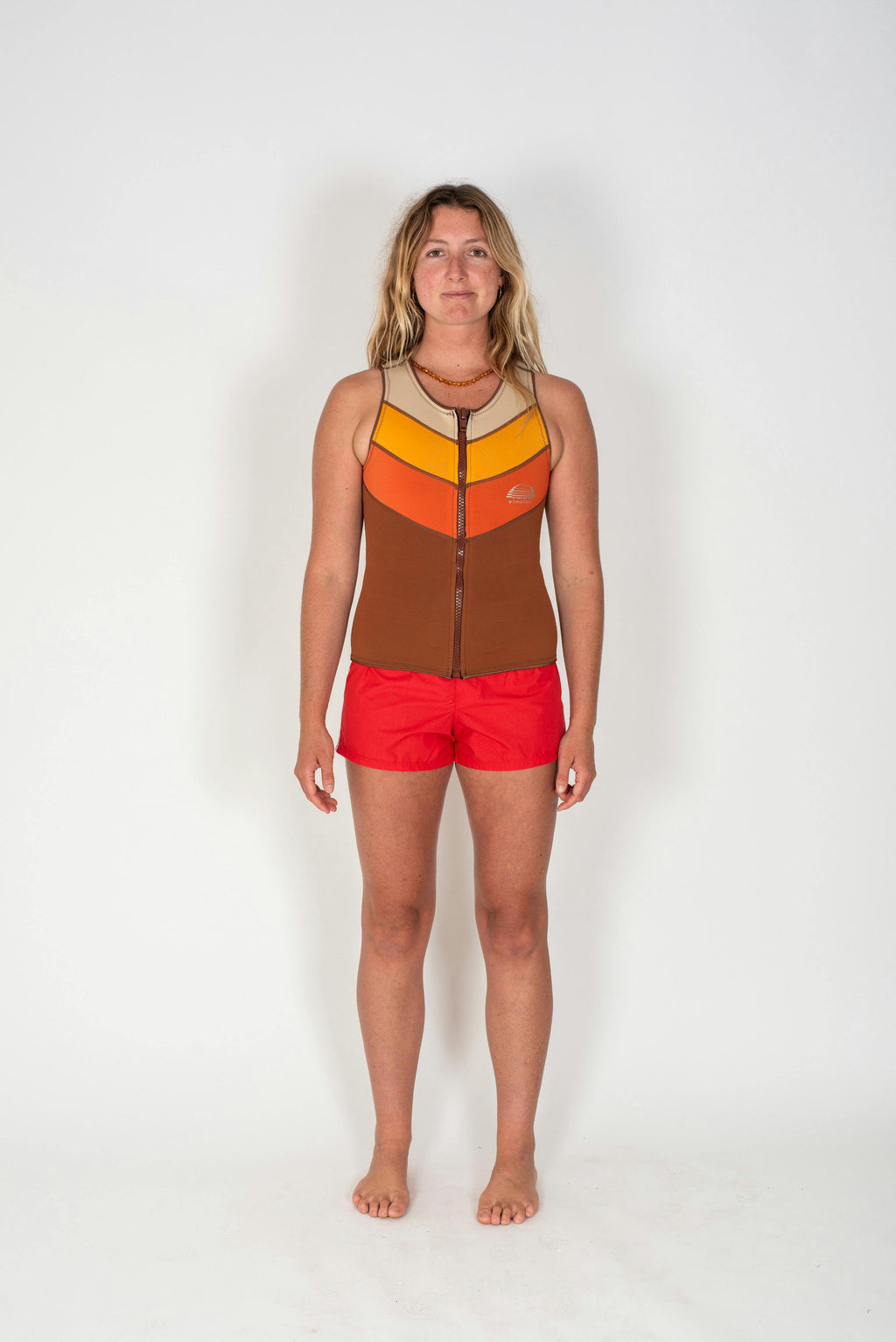 Front Zip Vest in Sunset