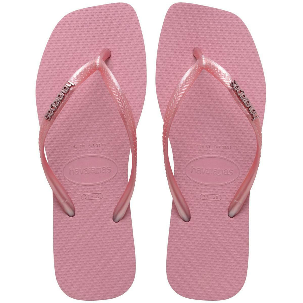 Slim Square Metal Logo Thongs