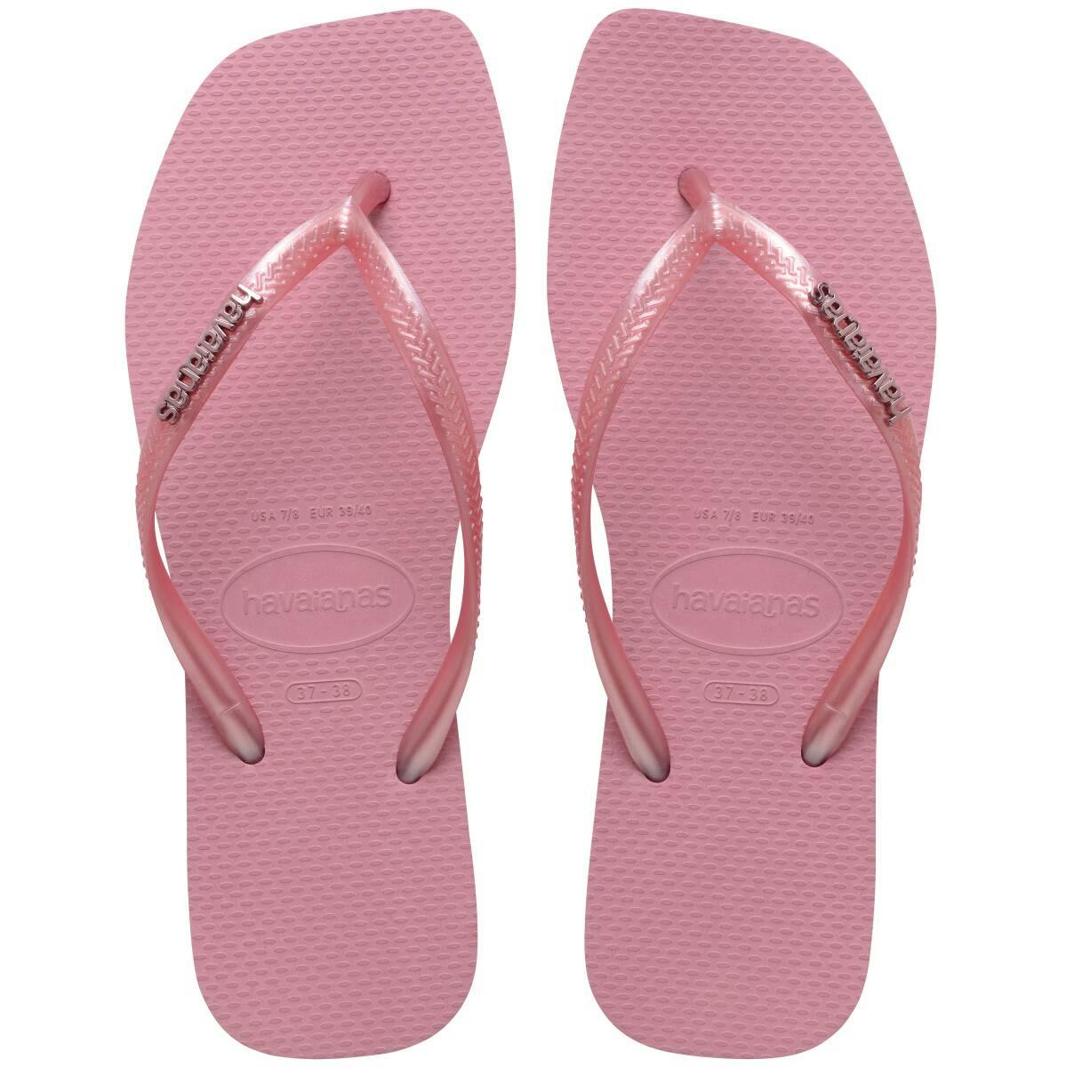 Slim Square Metal Logo Thongs