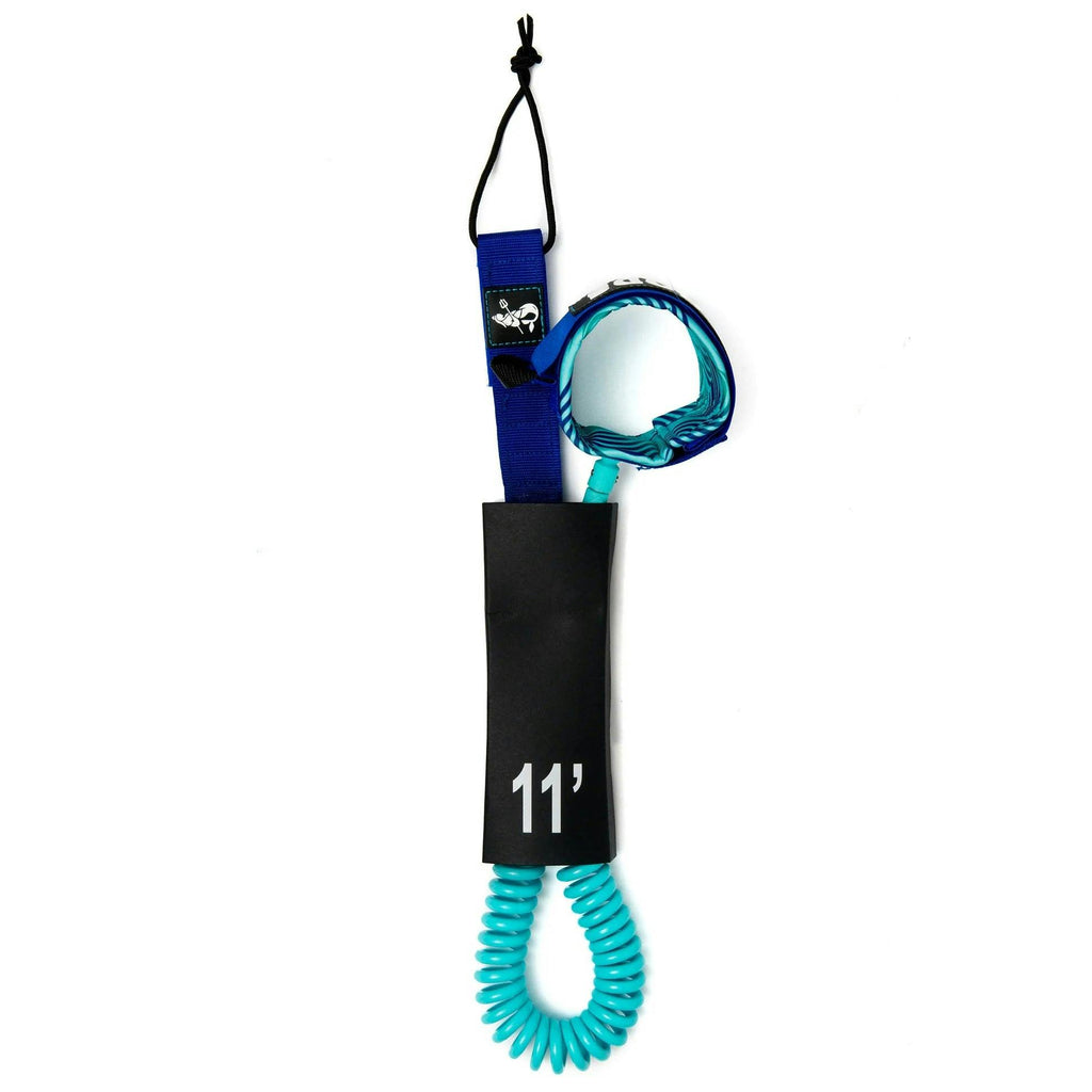 SUP leash | Beautiful 11 Foot Turquoise Coil - Sea Gods