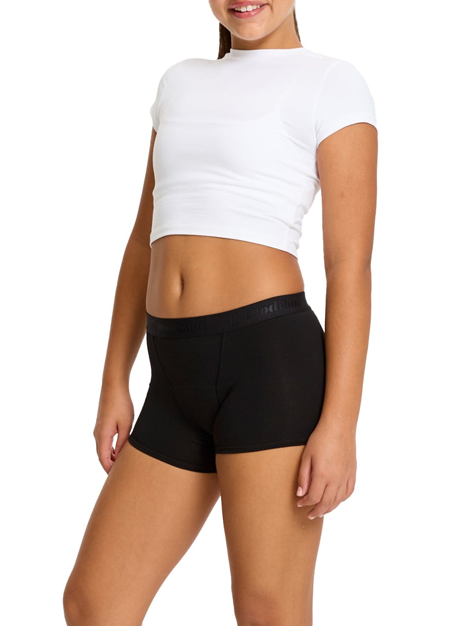 Teen Hipster Period Boyshort Moderate 3 Pack Absorbency Black