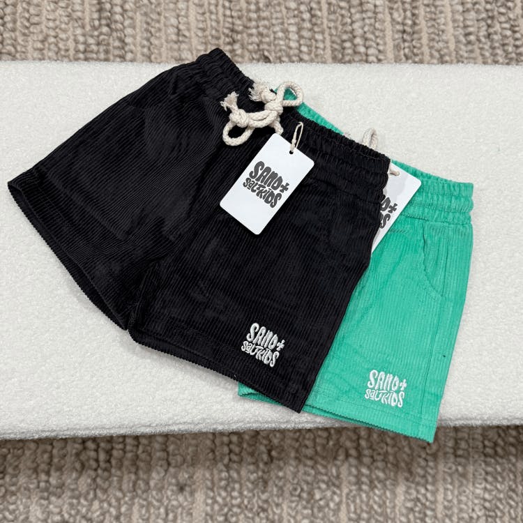Black Cord Shorts - Kids