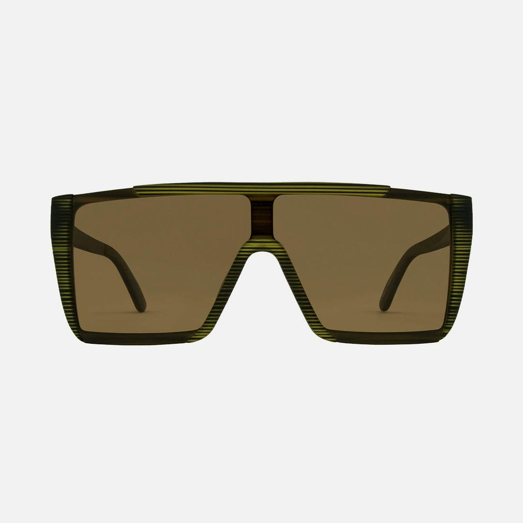 Equinox - Matte Translucent Olive Streak Frame Brown Polarized Lens