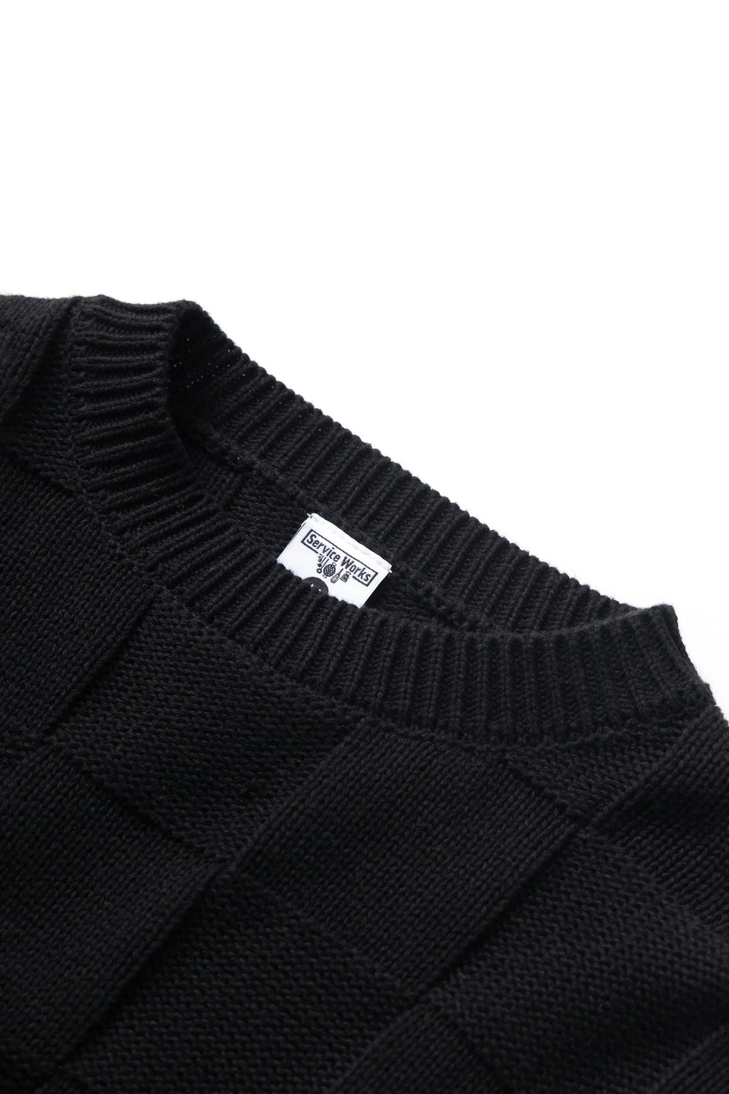 Service Works Check Knit Crewneck in Black
