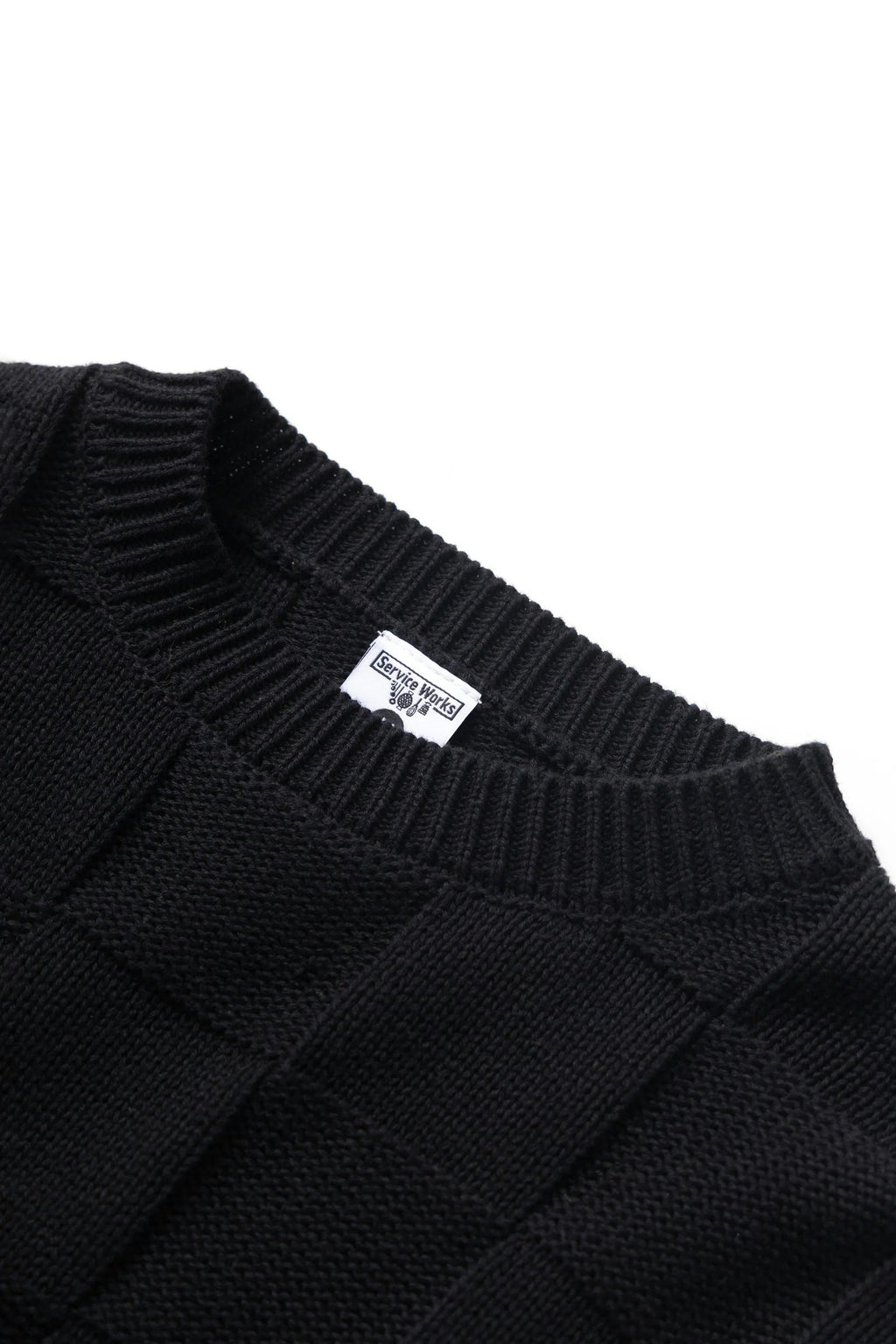 Service Works Check Knit Crewneck in Black